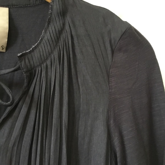 Dolan Left Coast Charcoal Gray Lucille Pleated Tie Neck Peasant Blouse - Picture 7 of 16